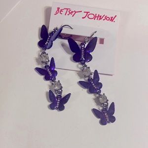 Betsy Johnson Butterfly Linear Earrings